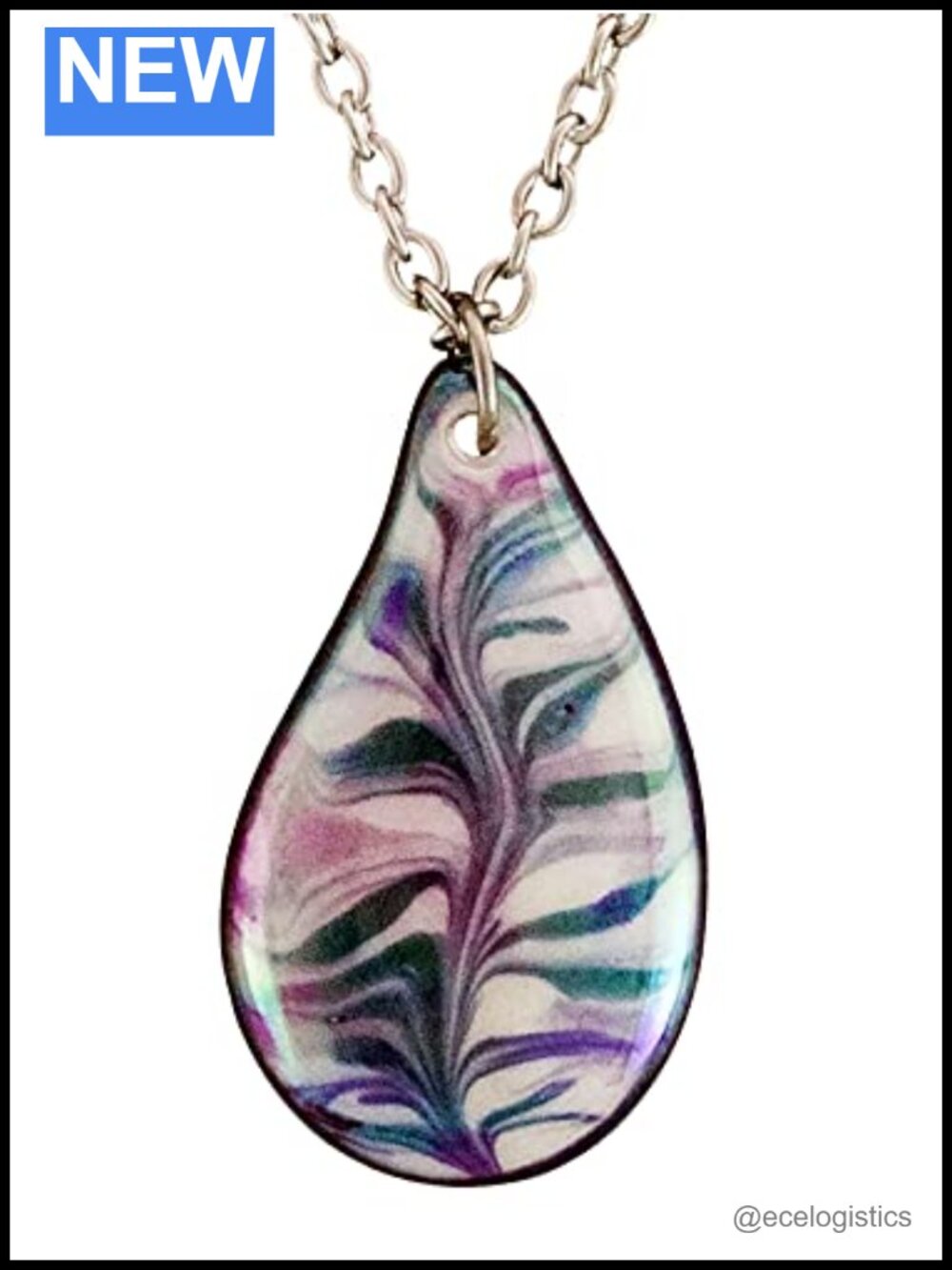 Porcelain Teardrop Pendant Necklace 18in